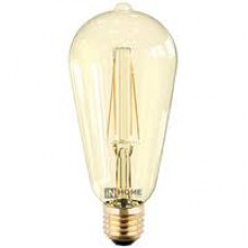 Лампа светодиодная LED-ST64-deco 5Вт 230В Е27 3000К 450Лм золотистая IN HOME