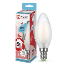 Лампа светодиодная LED-СВЕЧА-deco 5Вт 230В Е14 4000К 450Лм матовая IN HOME