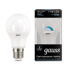 Gauss 102502211-D Лампа Gauss A60 11W 990lm 4100К E27 диммируемая LED 1/10/50