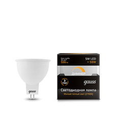 Gauss 101505105-D Лампа Gauss MR16 5W 500lm 3000K GU5.3 диммируемая LED