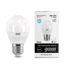 Gauss Elementary 53238 Лампа Шар 8W 560lm 6500K Е27 LED