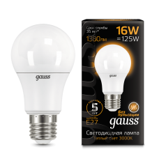 Gauss 102502116 Лампа Gauss A60 16W 1440lm 3000K E27 LED 1/10/50