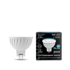 Gauss 201505205 Лампа Gauss MR16 12V 5W 530lm 4100K GU5.3 LED